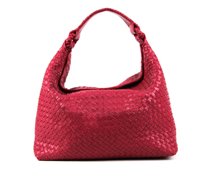 Bottega Veneta Woven Leather Top Handle Shoulder Bag 8001 rose red